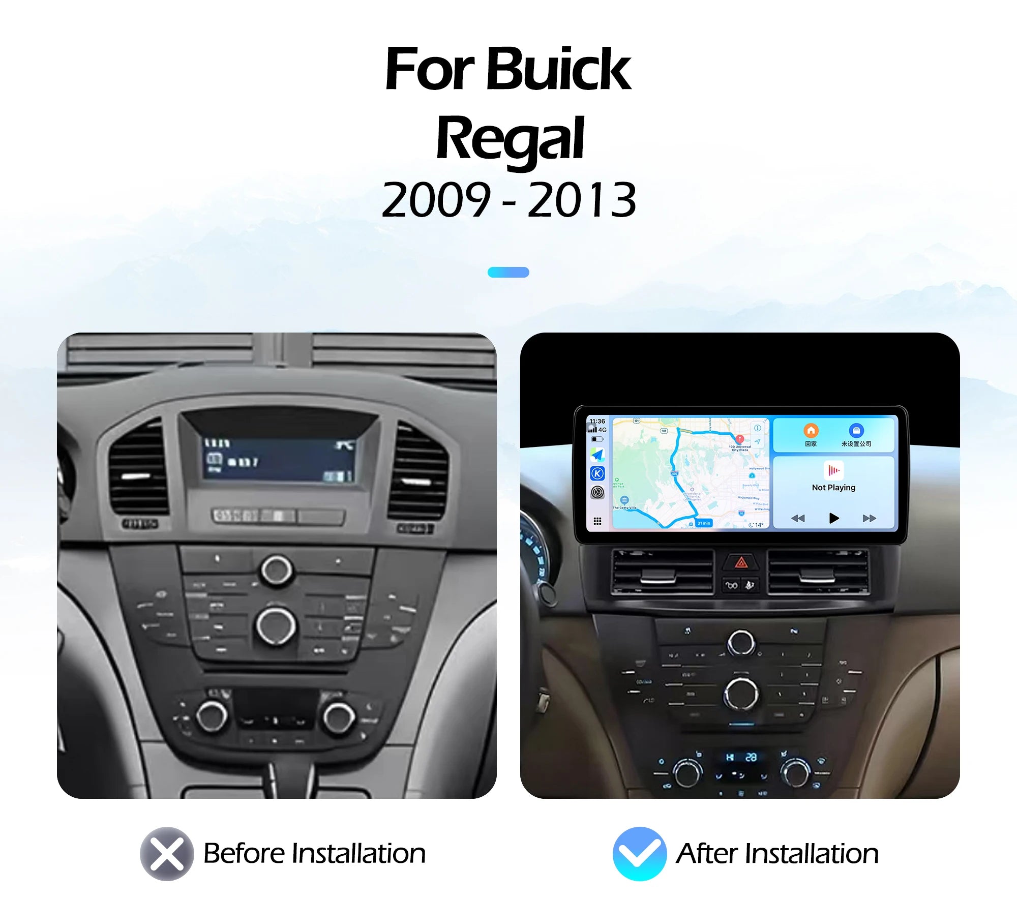 12.3''For Buick Regal 2009-2013 AERISAUTO for Apple Android screen and  Android Auto