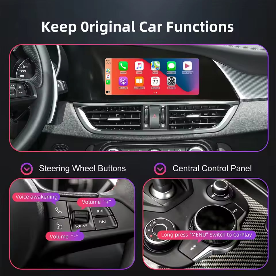 For Alfa Romeo Giulia Stelvio 2017-2020 AERISAUTO for Apple CarPlay Module and  Android Auto