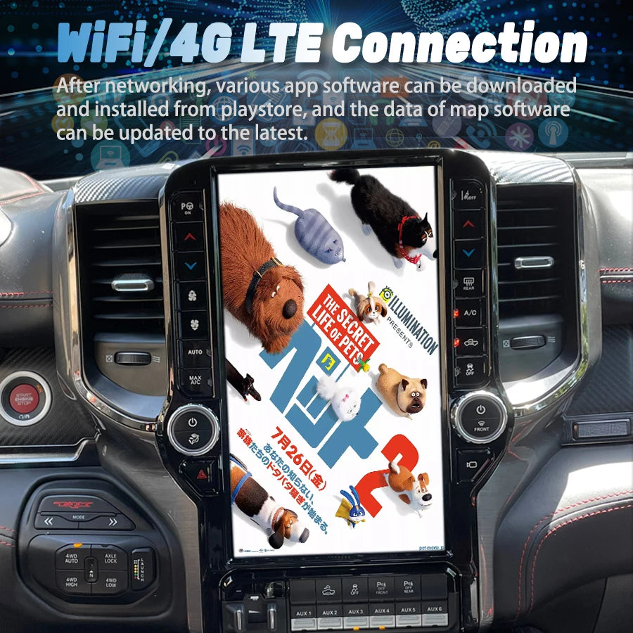 14.5''For Dodge Ram 1500 2500 3500 2019-2023 AERISAUTO for Apple Android screen and  Android Auto