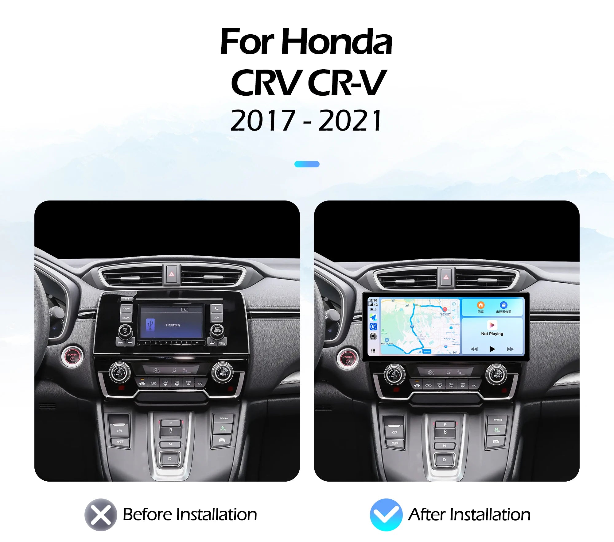 12.3''For Honda CRV CR-V 2017-2021 AERISAUTO for Apple Android screen and  Android Auto