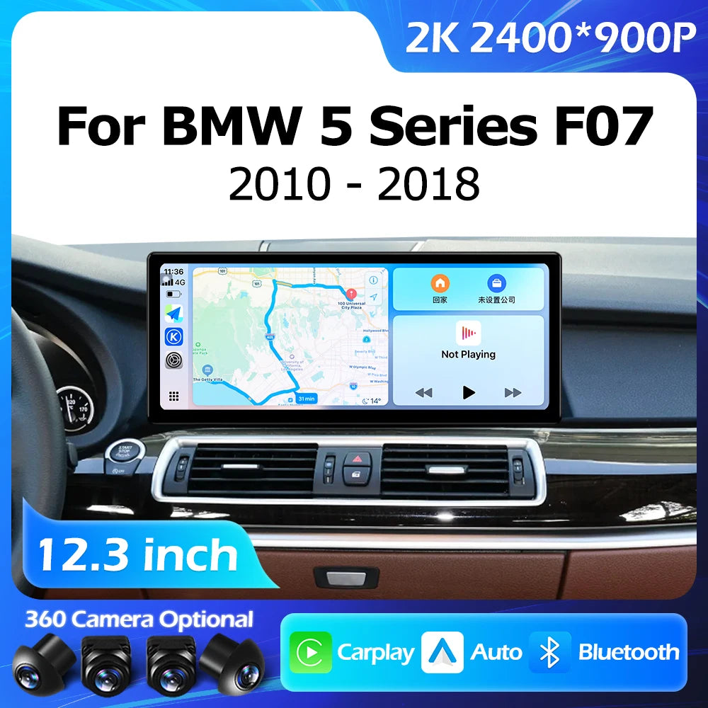 12.3''For BMW 5 Series F07 GT CIC NBT 2010-2018 AERISAUTO for Apple Android screen and  Android Auto
