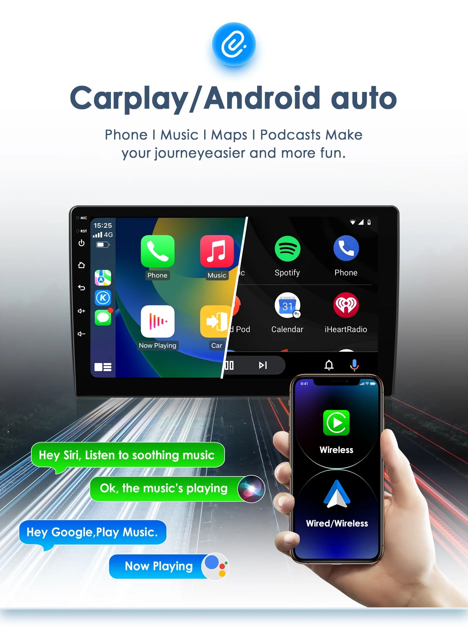 Android 13 9''For Volvo XC60 2008-2017 AERISAUTO for Apple Android screen and  Android Auto