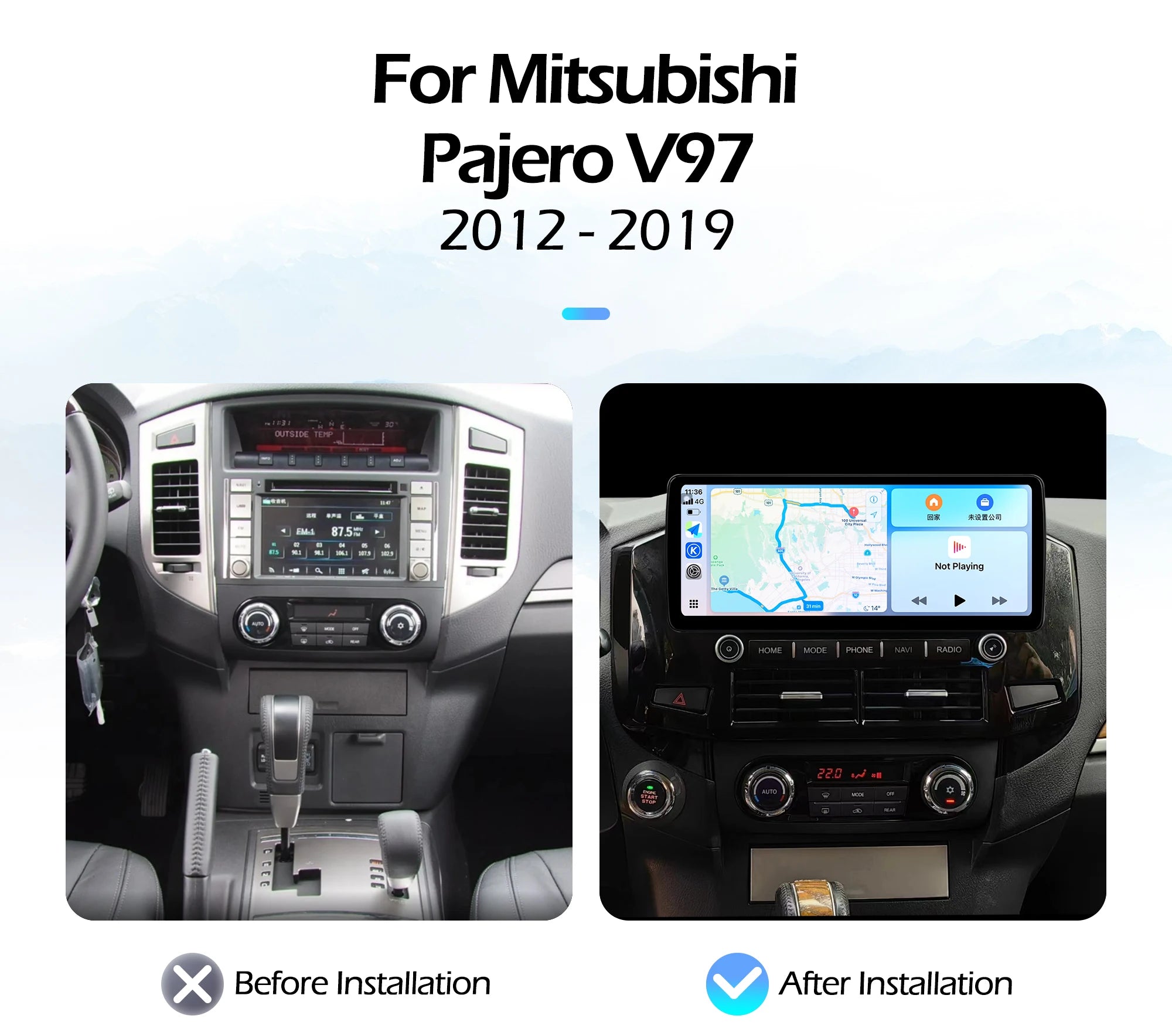 12.3 ''For Mitsubishi Pajero V97 2012-2019 AERISAUTO for Apple Android screen and  Android Auto