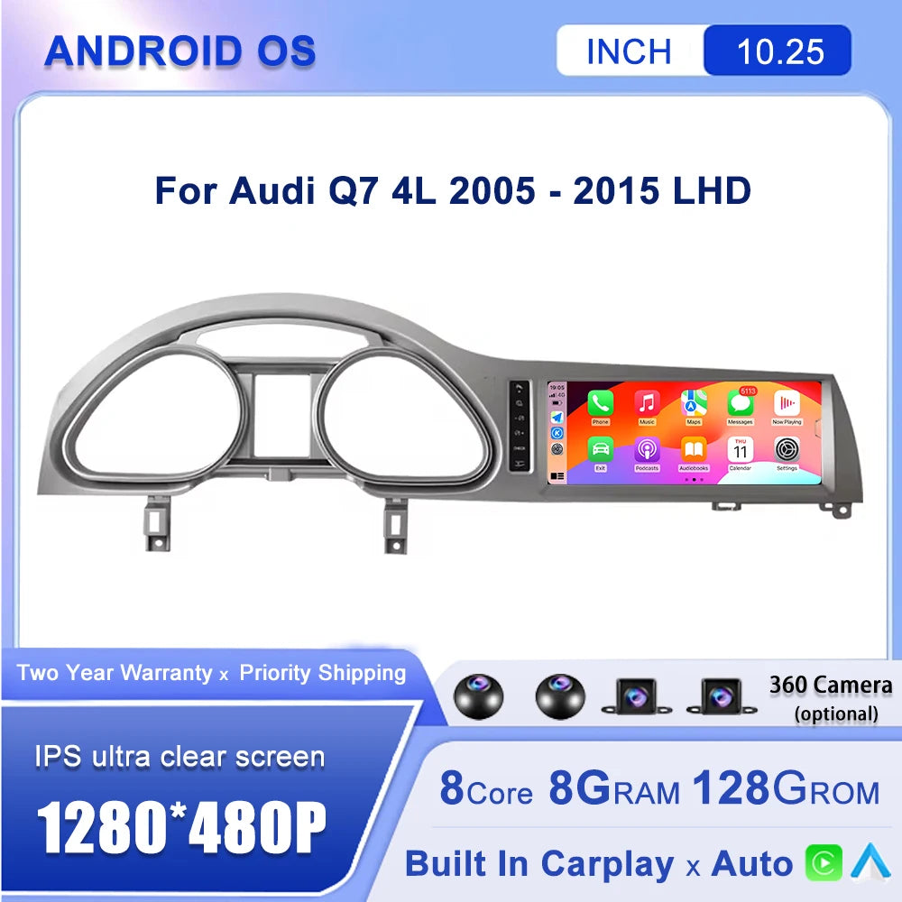 10.25''For Audi Q7 4L 2005-2015 AERISAUTO for Apple Android screen and  Android Auto