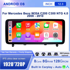 12.3"For Mercedes Benz W204 C200 C300 NTG 4.0 2008-2010 AERISAUTO for Apple Android screen and  Android Auto