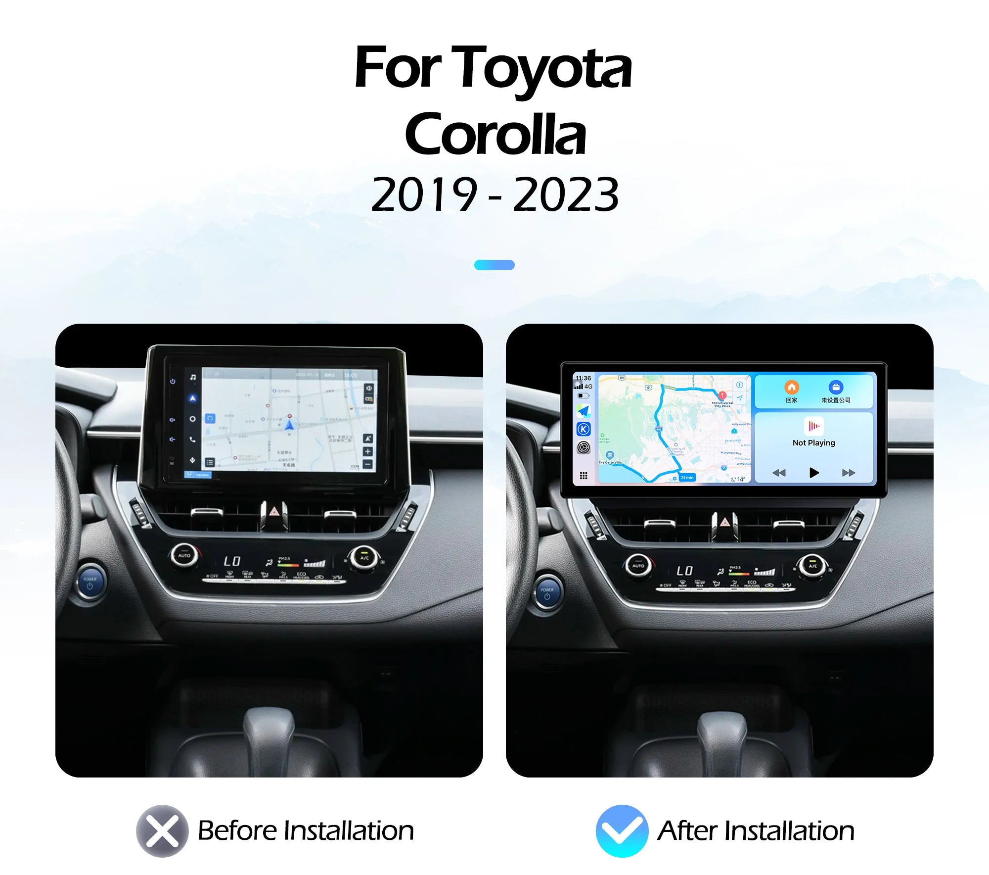 12.3''For Toyota Corolla E210 2019-2023 AERISAUTO for Apple Android screen and  Android Auto