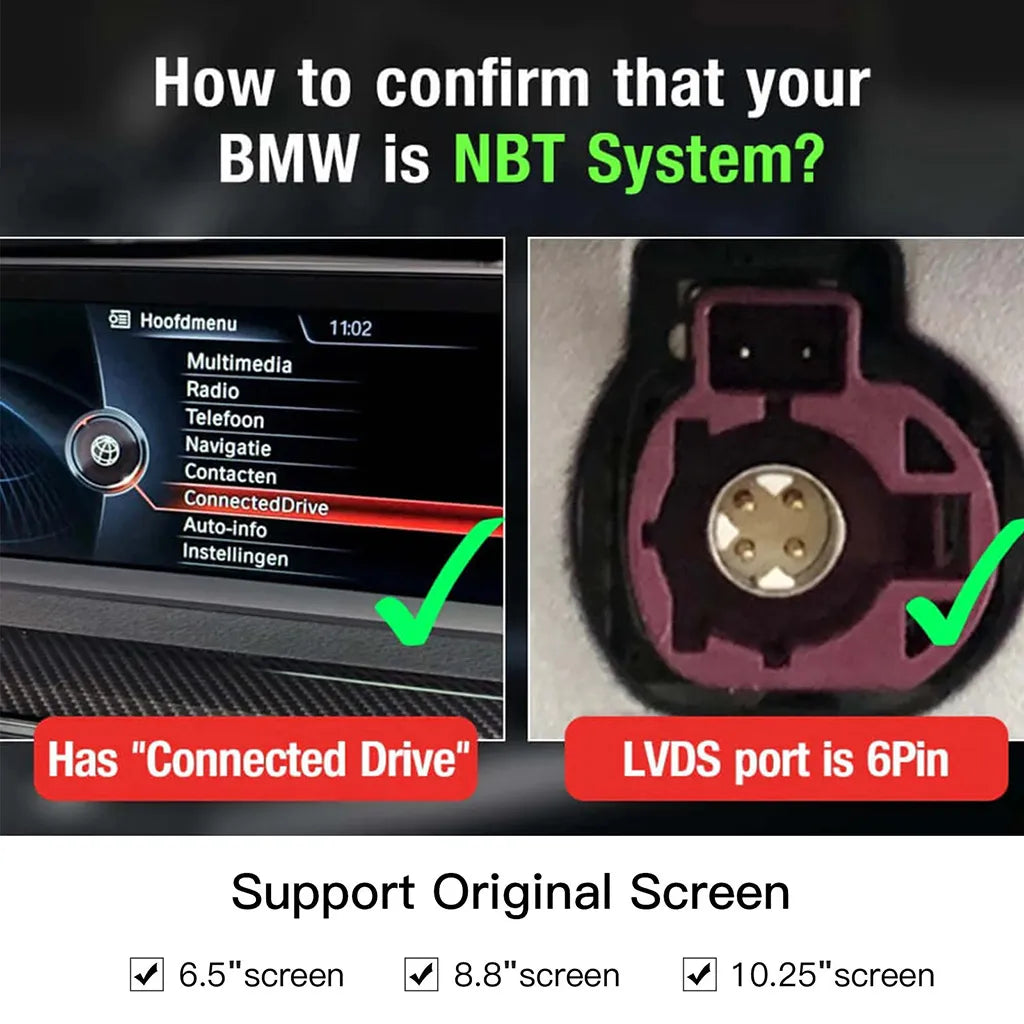 Décodeur sans fil CarPlay Android AUTO pour BMW NBT CIC Série 1-7 X1-X6 Mini 