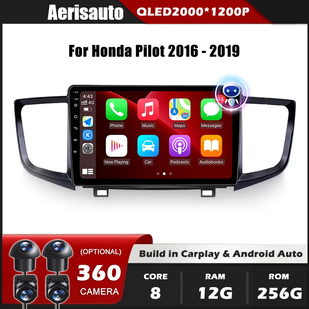 9''For Honda Pilot 2016-2019 AERISAUTO for Apple Android screen and  Android Auto