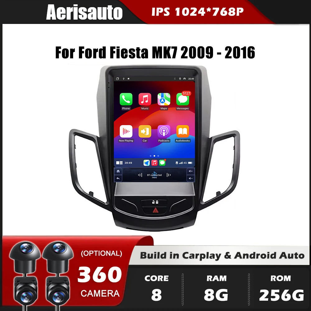 9.7''For Ford Fiesta MK7 2009-2016 AERISAUTO for Apple Android screen and  Android Auto