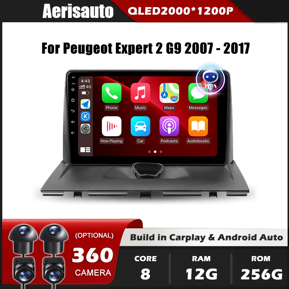 9''For Peugeot Expert 2 G9 2007-2017 AERISAUTO for Apple Android screen and  Android Auto