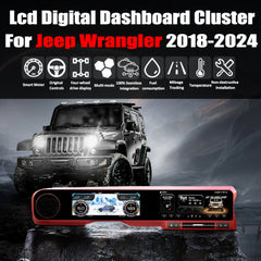 For Jeep Wrangler 2018-2024 Digital Dashboard Cluster Dual Screen Car Radio Strip Screen CarPlay Android Auto Speed Meter Screen