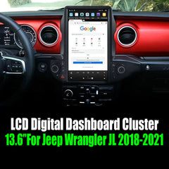 For Jeep Wrangler 2018-2024 Digital Dashboard Cluster Dual Screen Car Radio Strip Screen CarPlay Android Auto Speed Meter Screen