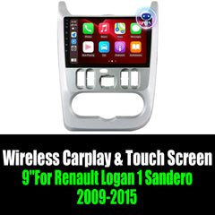 9''For Renault Logan 1 Sandero 2009-2015 AERISAUTO for Apple Android screen and  Android Auto