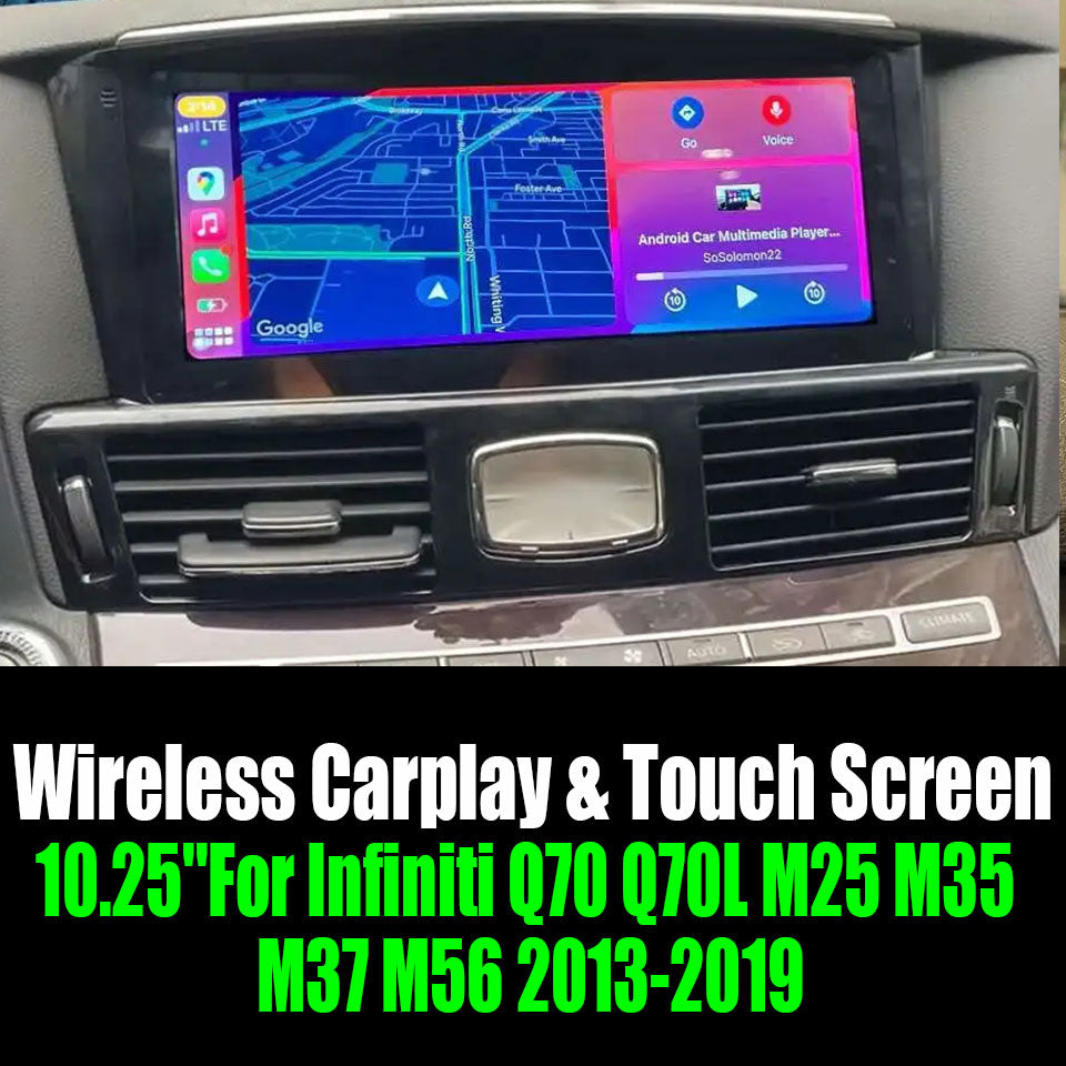 10.25''For Infiniti Q70 Q70L M25 M35 M37 M56 2013-2019 Android 13 AERISAUTO for Apple Android screen and  Android Auto