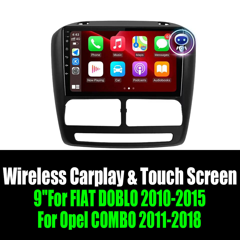 9''For FIAT DOBLO 2010-2015 For Opel COMBO 2011-2018 AERISAUTO for Apple Android screen and  Android Auto