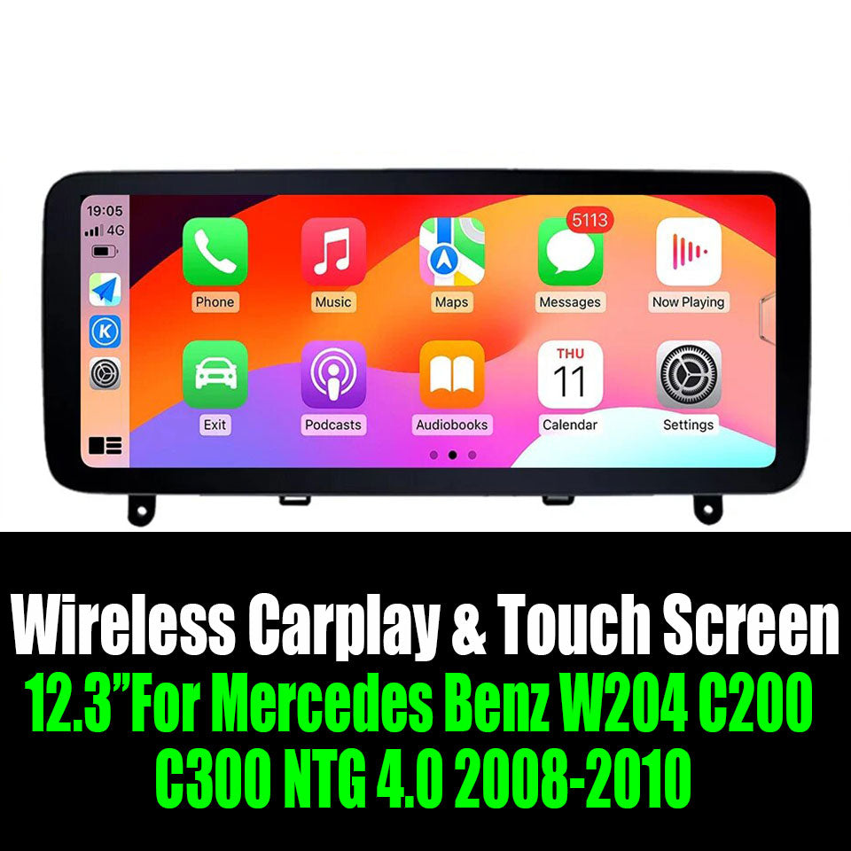 12.3"For Mercedes Benz W204 C200 C300 NTG 4.0 2008-2010 AERISAUTO for Apple Android screen and  Android Auto