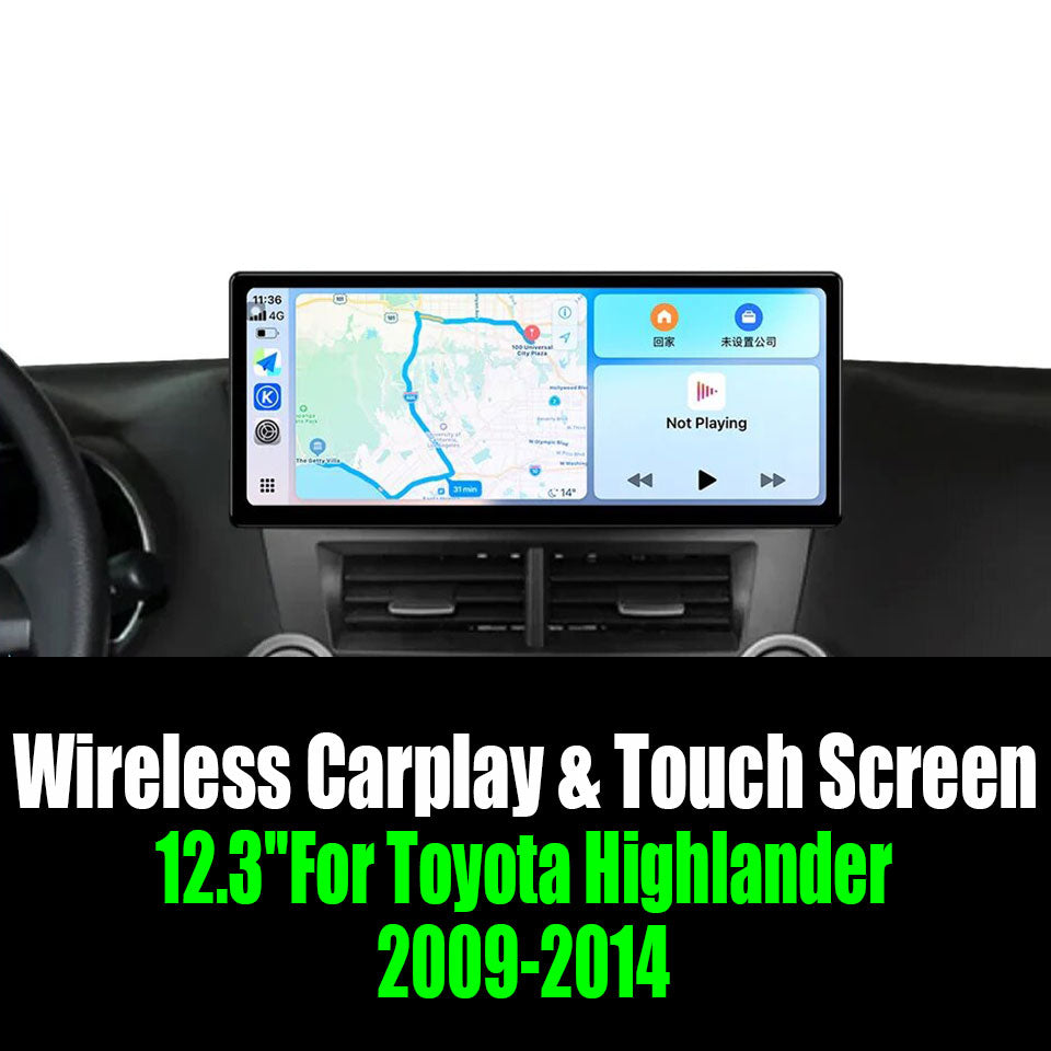 12.3''For Toyota Highlander 2009-2014 AERISAUTO for Apple Android screen and  Android Auto
