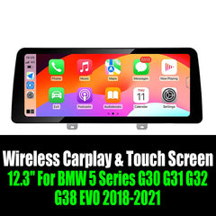 Android 14 12.3'' For BMW 5 Series G30 G31 G32 G38 EVO 2018-2021 AERISAUTO for Apple Android screen and  Android Auto