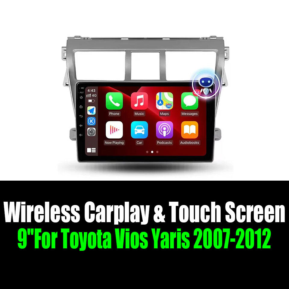 9''For Toyota Vios Yaris 2007-2012 AERISAUTO for Apple Android screen and  Android Auto