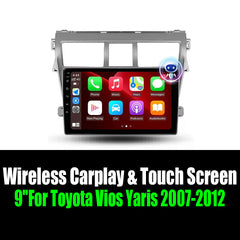 9''For Toyota Vios Yaris 2007-2012 AERISAUTO for Apple Android screen and  Android Auto