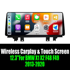 Android 14 12.3''For BMW X1 X2 F48 F49 2013-2020 NBT EVO AERISAUTO for Apple Android screen and  Android Auto