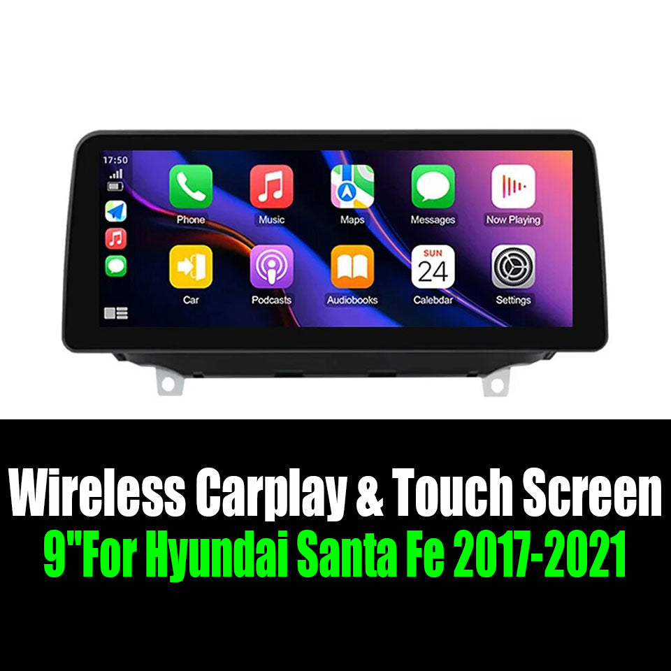 9''For Hyundai Santa Fe 2017-2021 AERISAUTO for Apple Android screen and  Android Auto