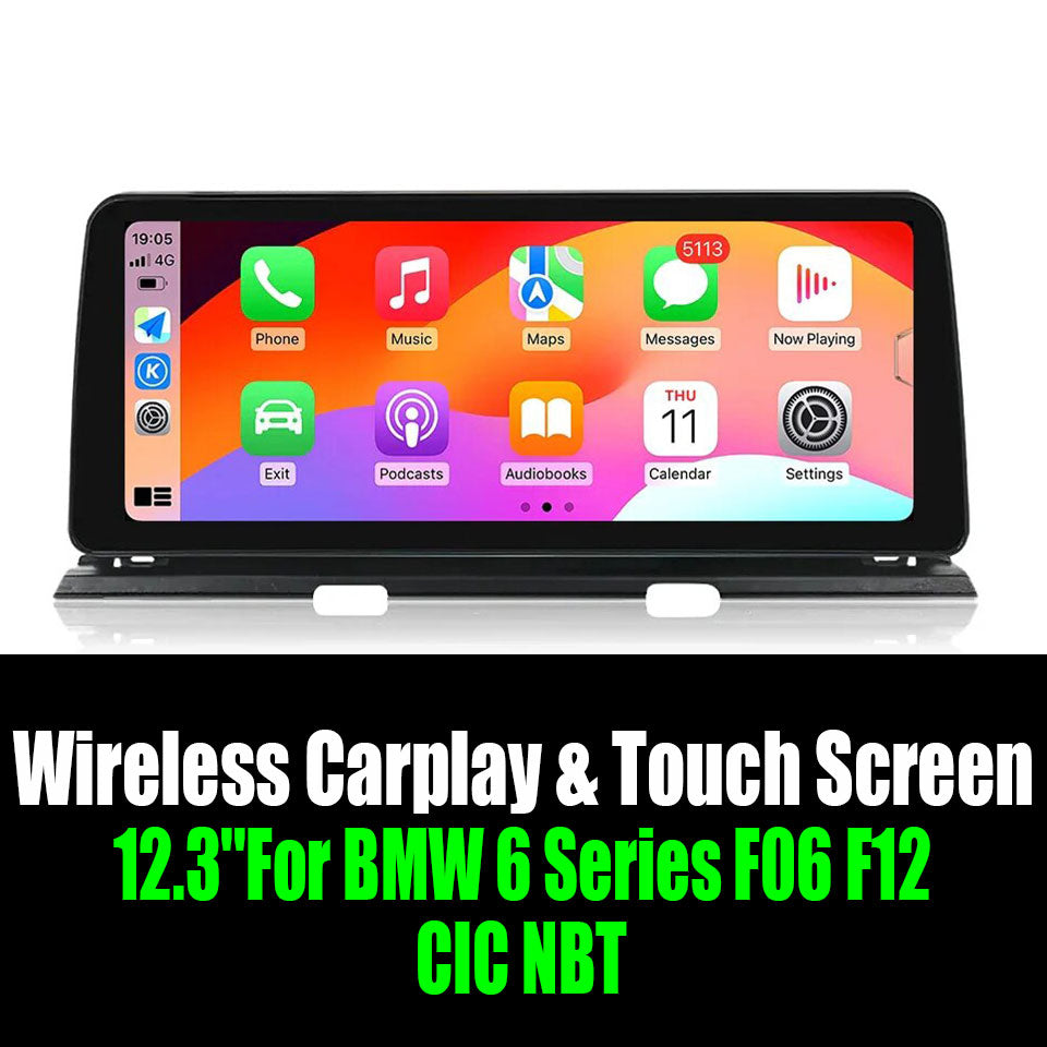 Android 14 12.3''For BMW 6 Series F06 F12 CIC NBT AERISAUTO for Apple Android screen and  Android Auto