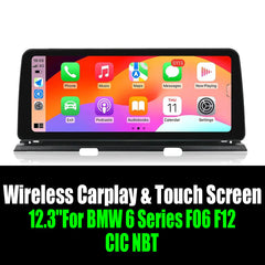 Android 14 12.3''For BMW 6 Series F06 F12 CIC NBT AERISAUTO for Apple Android screen and  Android Auto