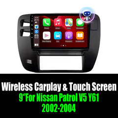 9‘’For Nissan Patrol V5 Y61 2002-2004 AERISAUTO for Apple Android screen and  Android Auto