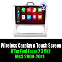 9''For Ford Focus 2 3 Mk2 Mk3 2004-2011 AERISAUTO for Apple Android screen and  Android Auto