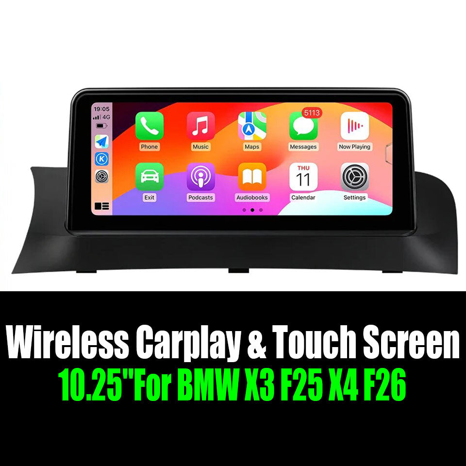 Android 14 10.25''For BMW X3 F25 X4 F26 AERISAUTO for Apple Android screen and  Android Auto