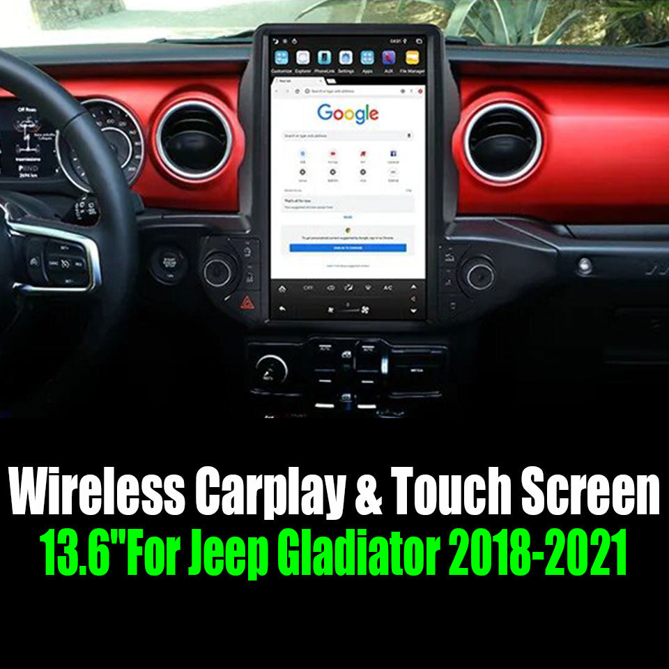 13.6"For Jeep Gladiator 2018-2021 Tesla Style Car Radio AERISAUTO for Apple Android screen and Android Auto