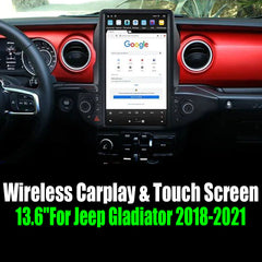 13.6"For Jeep Gladiator 2018-2021 Tesla Style Car Radio AERISAUTO for Apple Android screen and Android Auto