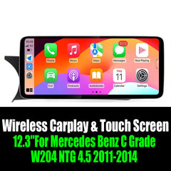 Android 14 12.3''For Mercedes Benz C Grade W204 NTG 4.5 2011-2014 AERISAUTO for Apple Android screen and  Android Auto