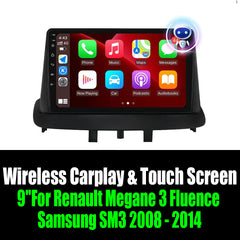 9''For Renault Megane 3 Fluence Samsung SM3 2008 - 2014 AERISAUTO for Apple Android screen and  Android Auto