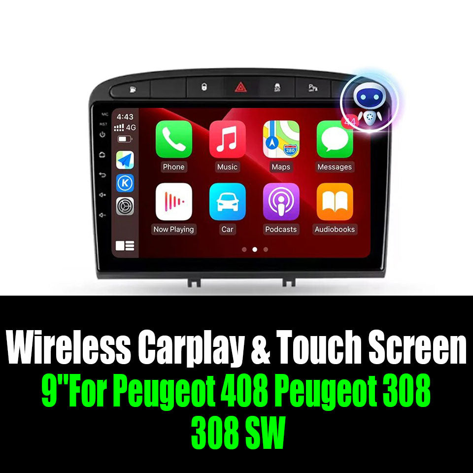 9''For Peugeot 408 Peugeot 308 308 SW AERISAUTO for Apple Android screen and  Android Auto