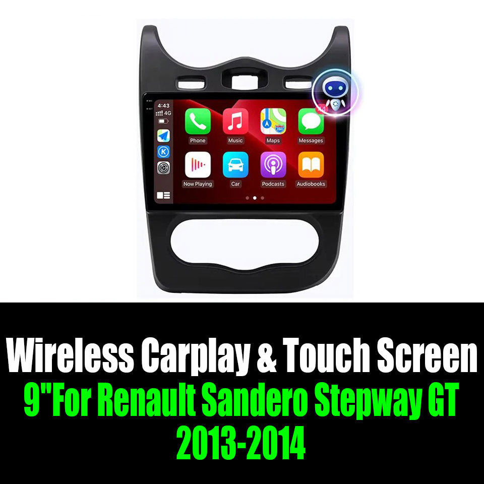 9''For Renault Sandero Stepway GT 2013-2014 AERISAUTO for Apple Android screen and  Android Auto