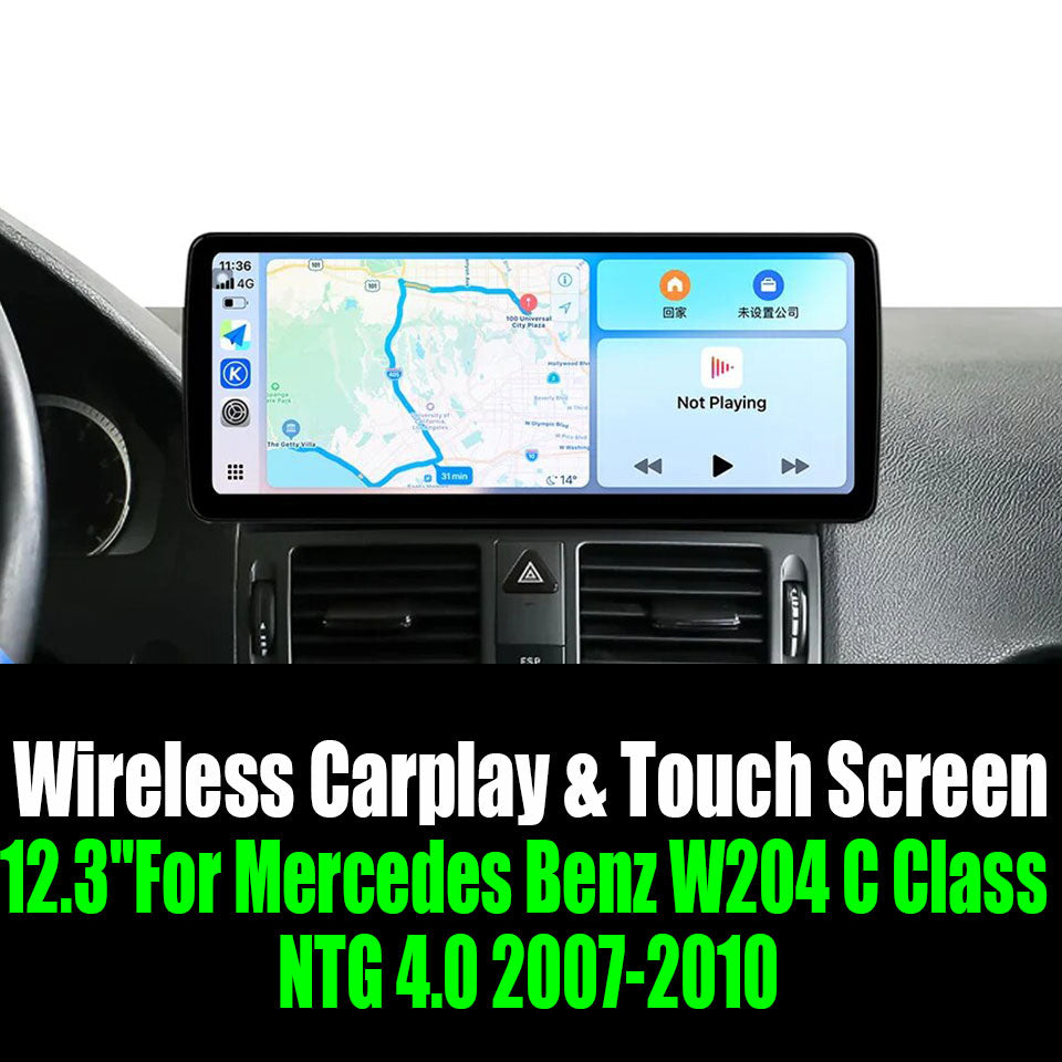 12.3''For Mercedes Benz W204 C Class NTG 4.0 2007-2010 AERISAUTO for Apple Android screen and  Android Auto