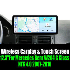 12.3''For Mercedes Benz W204 C Class NTG 4.0 2007-2010 AERISAUTO for Apple Android screen and  Android Auto