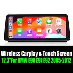 Android 14 12.3''For BMW E90 E91 E92 2005-2012 AERISAUTO for Apple Android screen and  Android Auto
