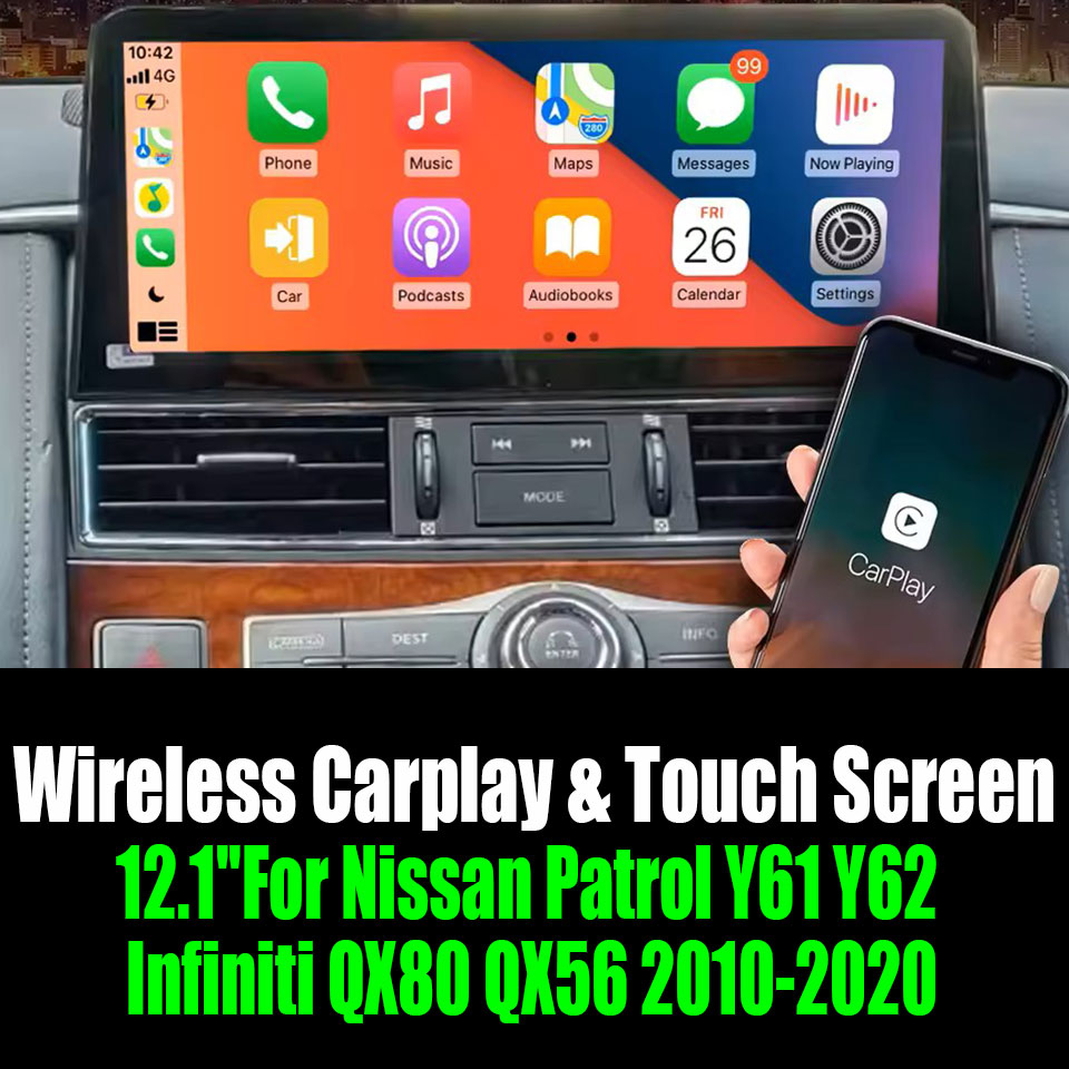 12.1''For Nissan Patrol Y61 Y62 Infiniti QX80 QX56 2010-2020 AERISAUTO for Apple Android screen and  Android Auto