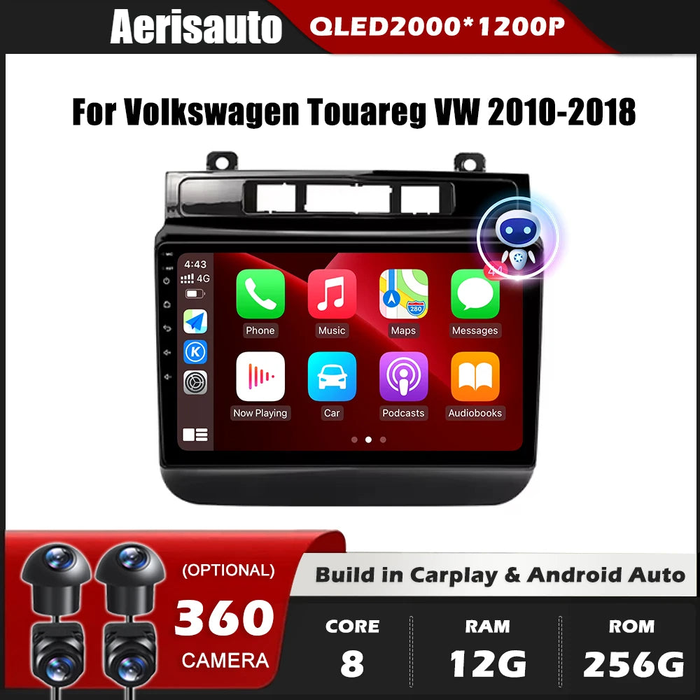 9''For Volkswagen Touareg VW 2010-2018 AERISAUTO for Apple Android screen and  Android Auto