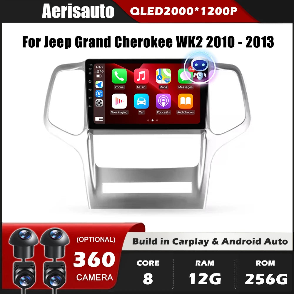 9''For Jeep Grand Cherokee WK2 2010-2013 AERISAUTO for Apple Android screen and  Android Auto