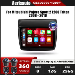 9'' For Mitsubishi Pajero Sport 2 L200 Triton 2008-2016 AERISAUTO for Apple Android screen and  Android Auto