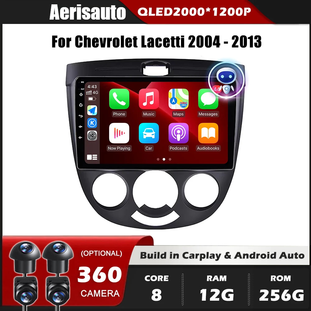 9''For Chevrolet Lacetti 2004-2013 AERISAUTO for Apple Android screen and  Android Auto