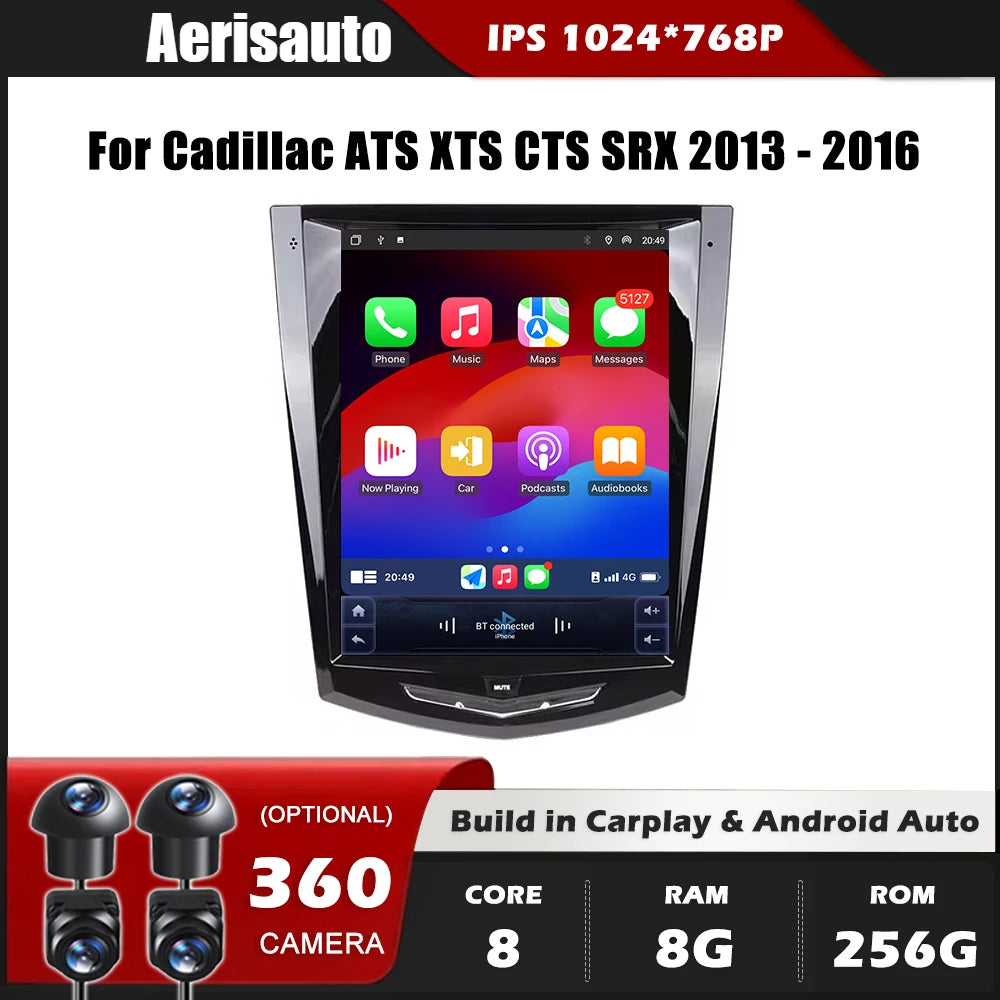 9''For Cadillac ATS XTS CTS SRX 2013-2016 AERISAUTO for Apple Android screen and  Android Auto