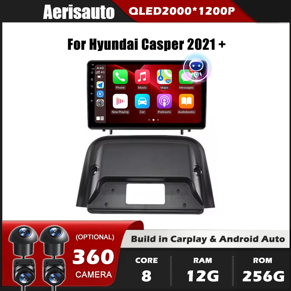 9''For Hyundai Casper 2021+ AERISAUTO for Apple Android screen and  Android Auto