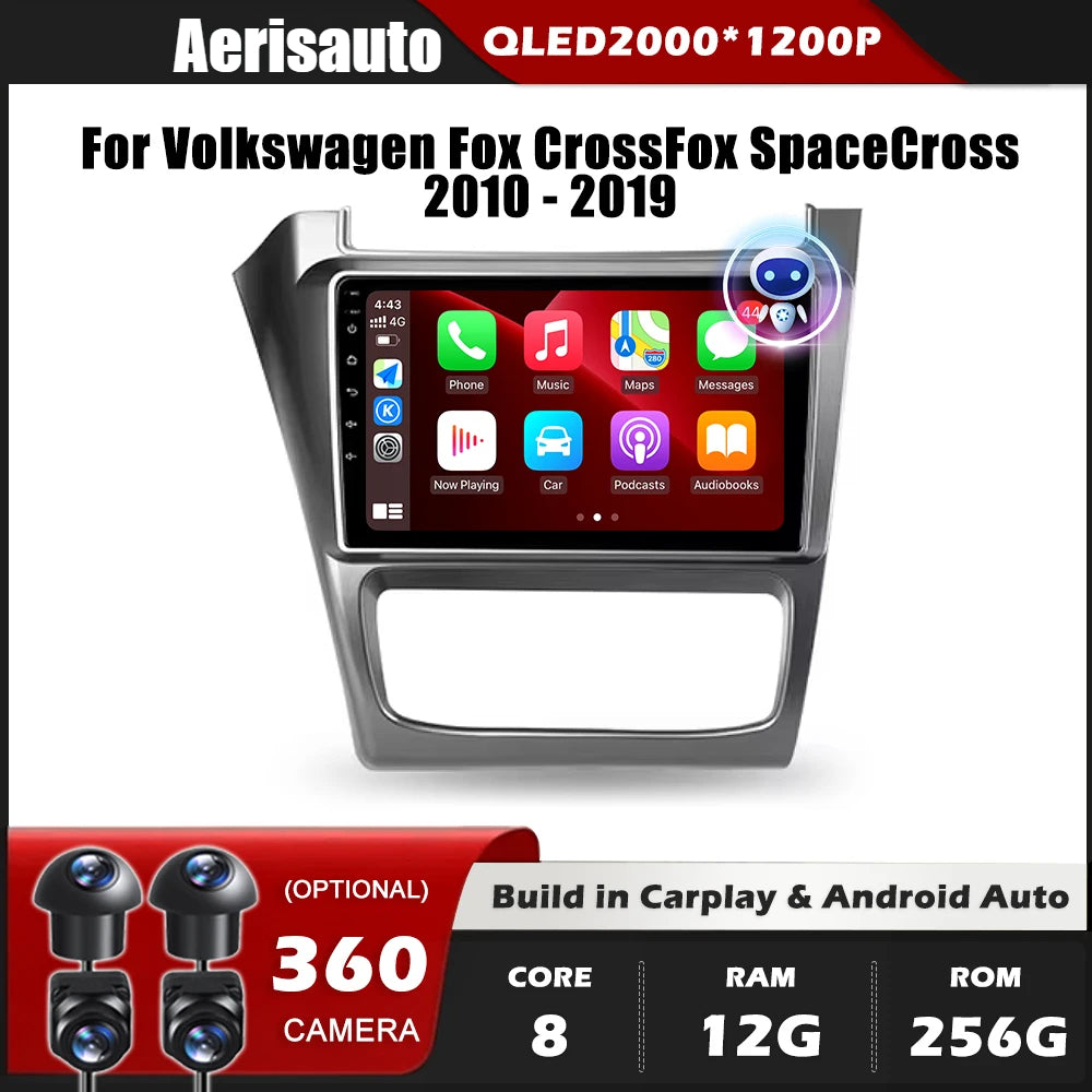 9''For Volkswagen Fox CrossFox SpaceCross 2010-2019 AERISAUTO for Apple Android screen and  Android Auto
