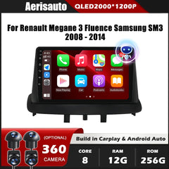 9''For Renault Megane 3 Fluence Samsung SM3 2008 - 2014 AERISAUTO for Apple Android screen and  Android Auto