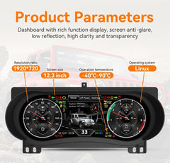 12.3"For Jeep Wrangler 2018-2023 AERISAUTO for LCD Digital Dashboard Cluster